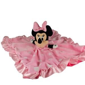 Disney Baby Minnie Mouse Lovey Pink Polka Dot Security Blanket 2012 Plush